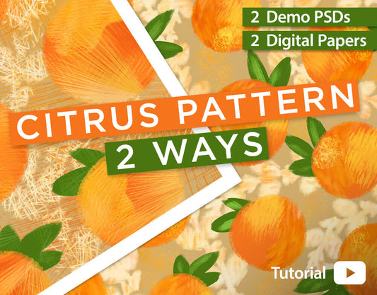 FRESH Citrus Pattern Design 2 ways in Photoshop: Digital Art Tutorial