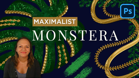 How to Illustrate a Luxurious Emerald and Gold Monstera Graphic With 5 Photoshop Brushes
