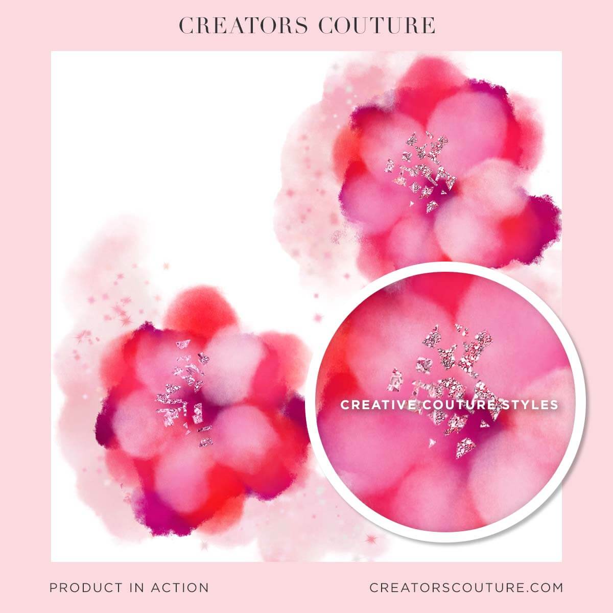 Loose watercolor illustration with sparkly accents created in Photoshop