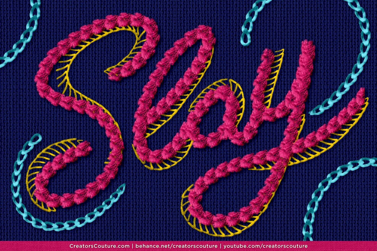 embroidered letter effect created in Photoshop