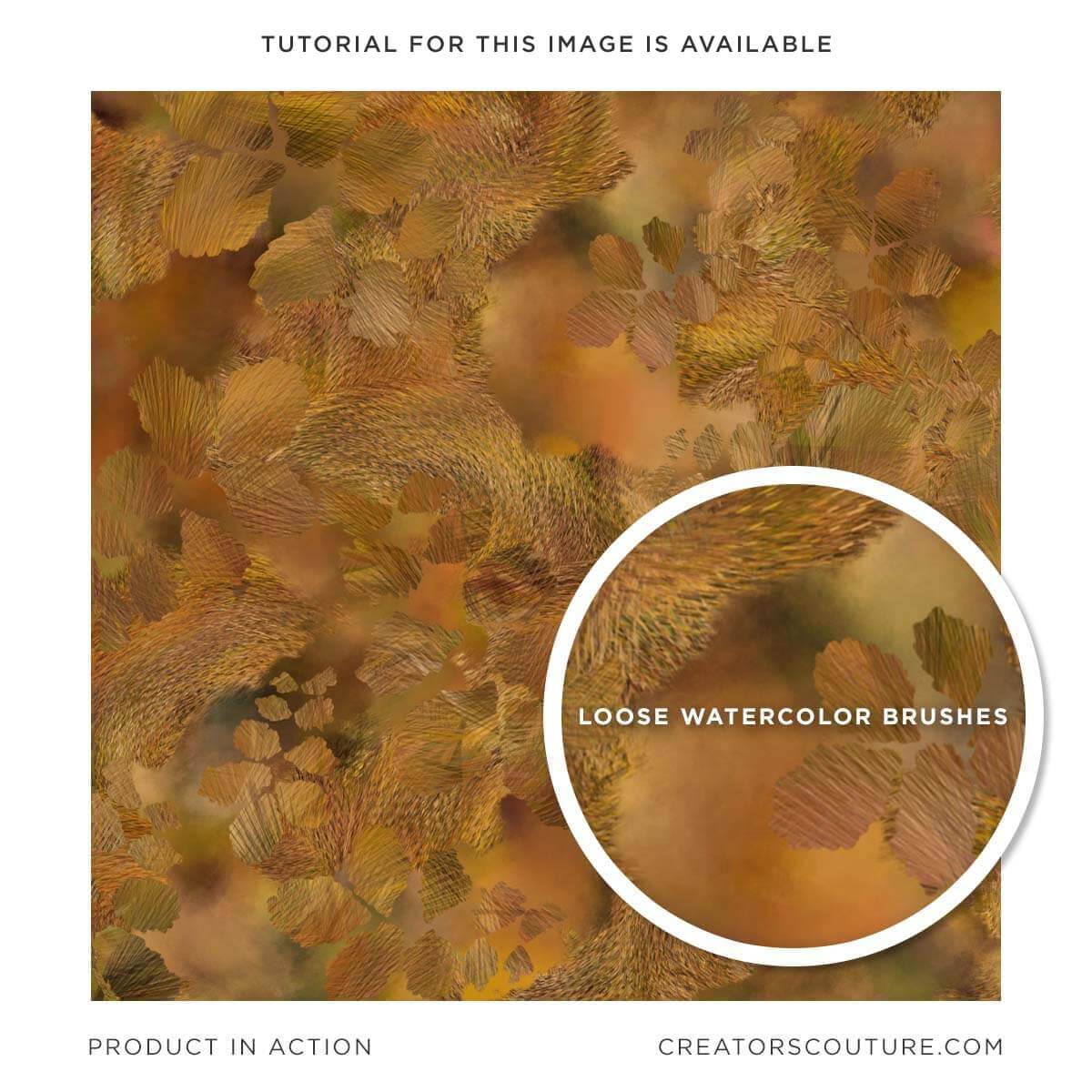 Fall inspired, digital background illustration created with loose watercolor Photoshop brushes, close-up of multicolor brushes in action