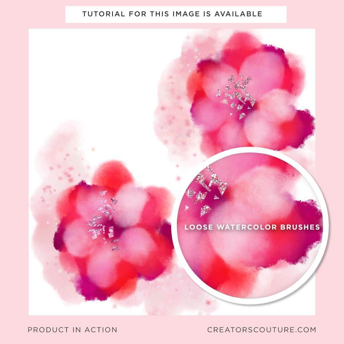 Floral illustrations created using loose watercolor Photoshop brushes