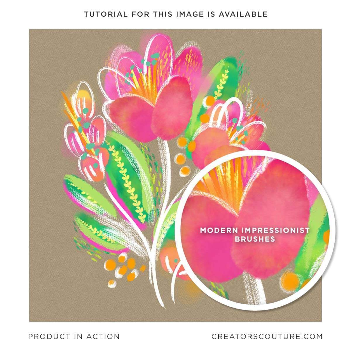 watercolor flower illustration, tropical colors on beige paper background, white accents. close up of multicolor Photoshop brush strokes