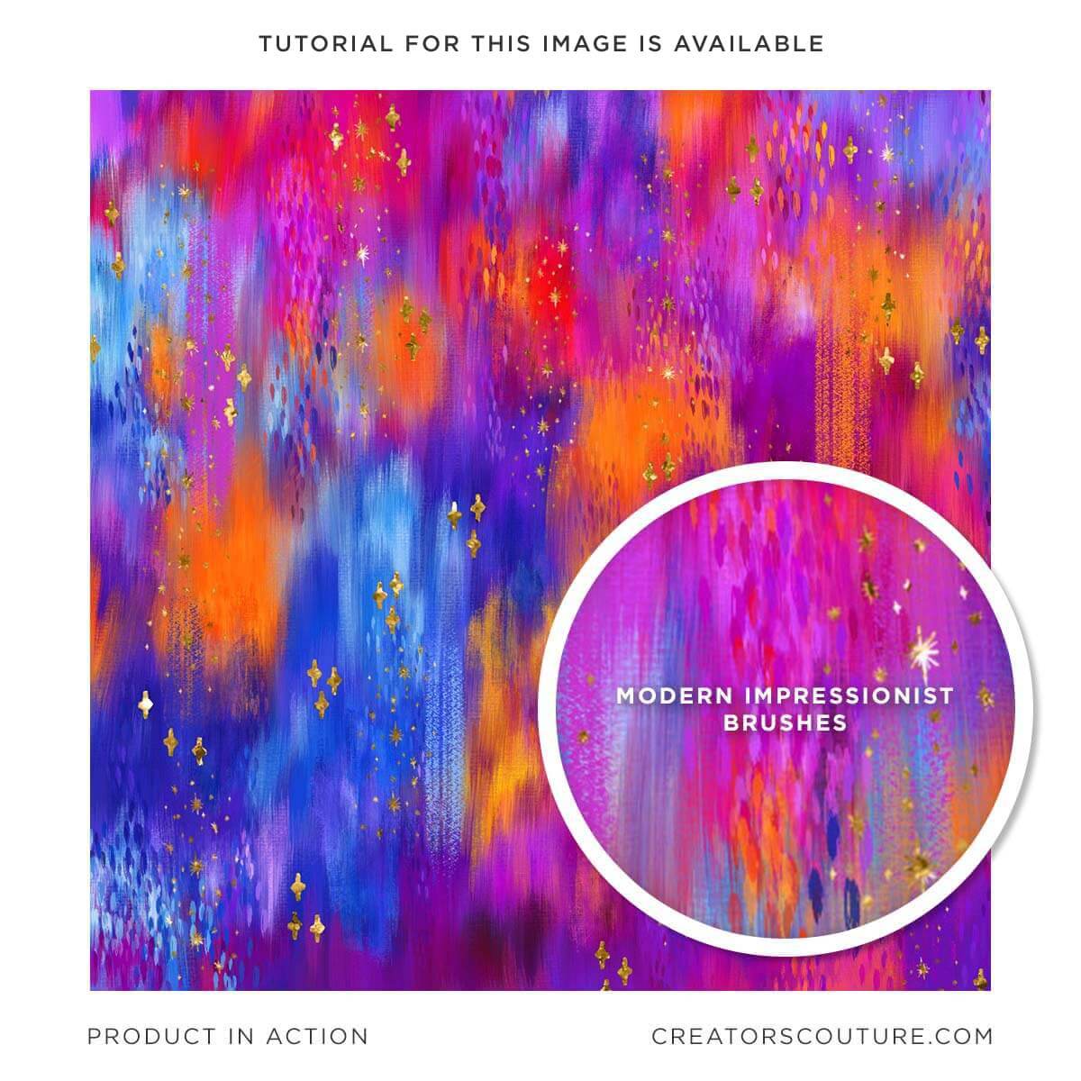 Multicolor abstract, digital background, painterly, vertical strokes, close-up of multicolor impressionist brushes for Photoshop