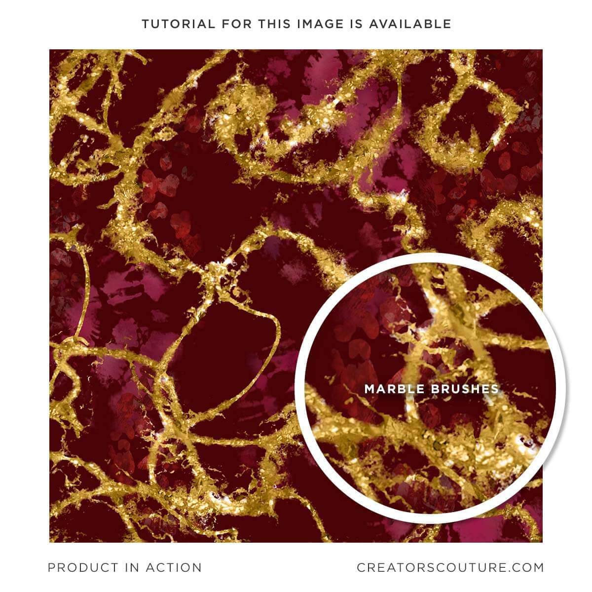 Ruby, red digital background, close-up of marble Photoshop brushstrokes applied with metallic gold texture