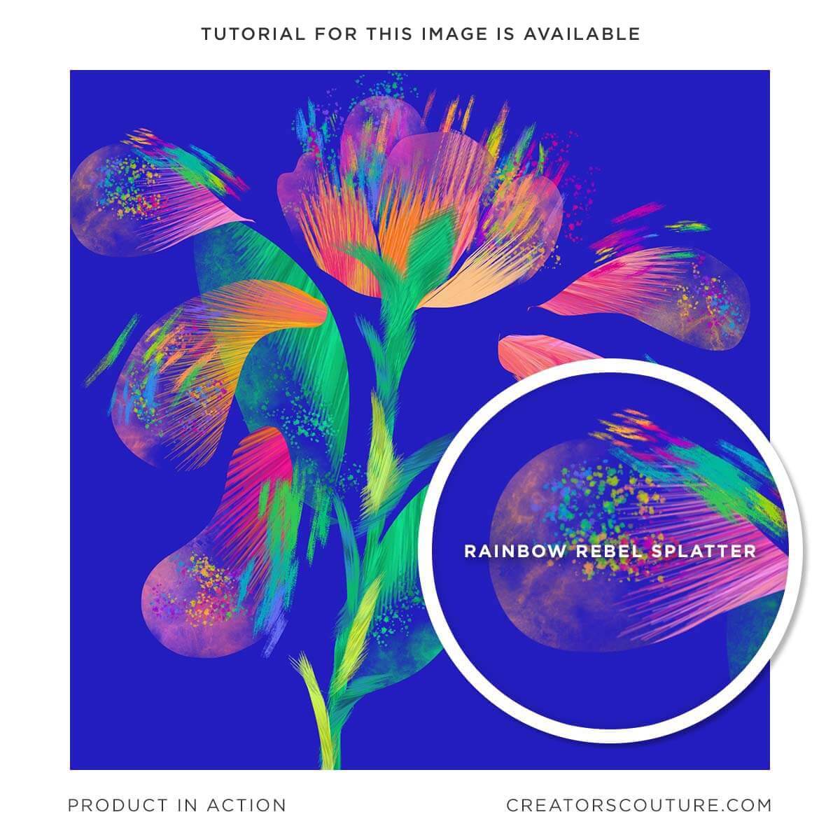 Rainbow Rebel Color-Blending Photoshop Brushes, tropical flower illustration