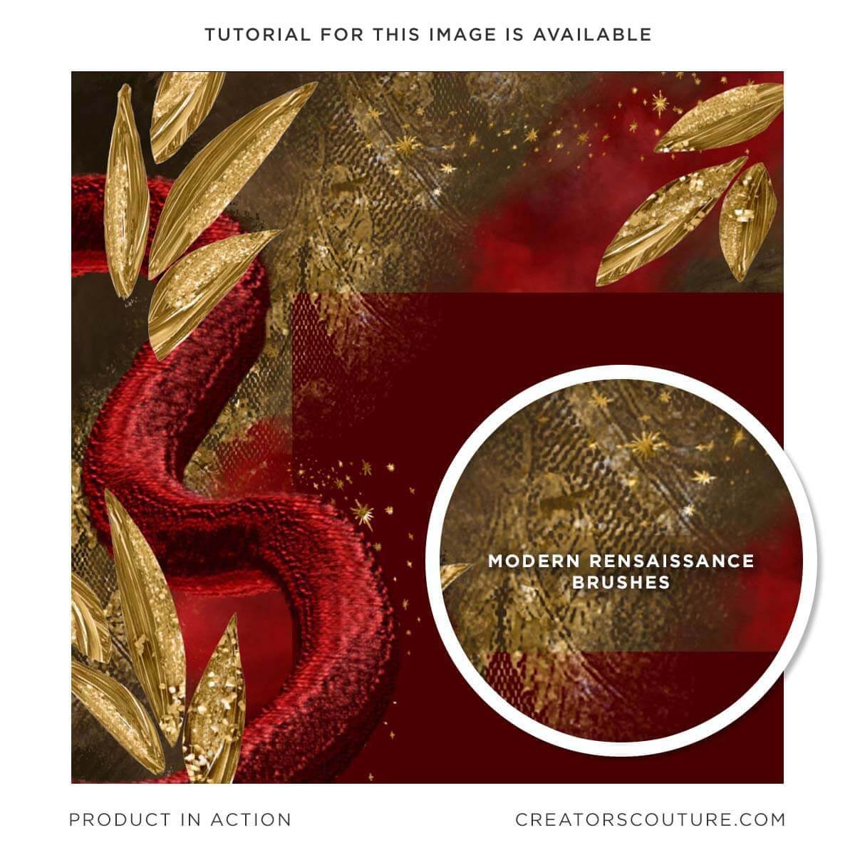 renaissance inspired brocade multicolor photoshop brushes, luxury red and gold abstract art