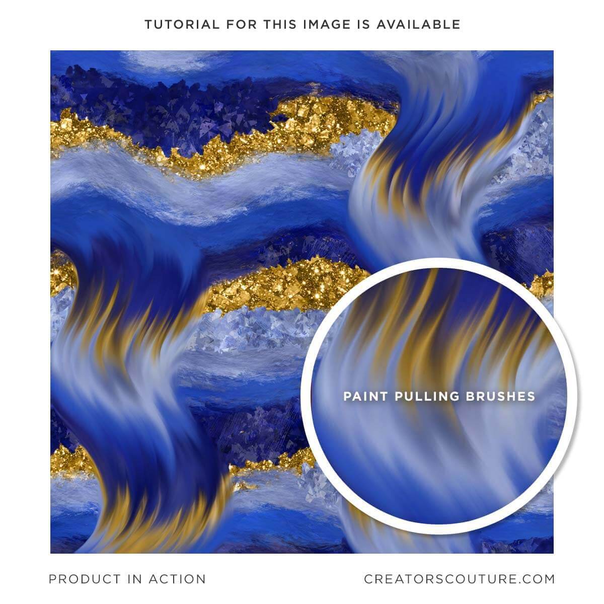 Wet Paint-Pulling Photoshop Mixer Brushes, sapphire and gold artwork