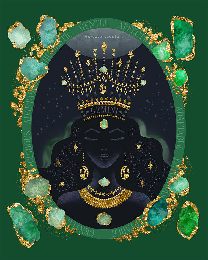 Zodiac Queen | Luxe Birthstone Printable Art | Digital Download