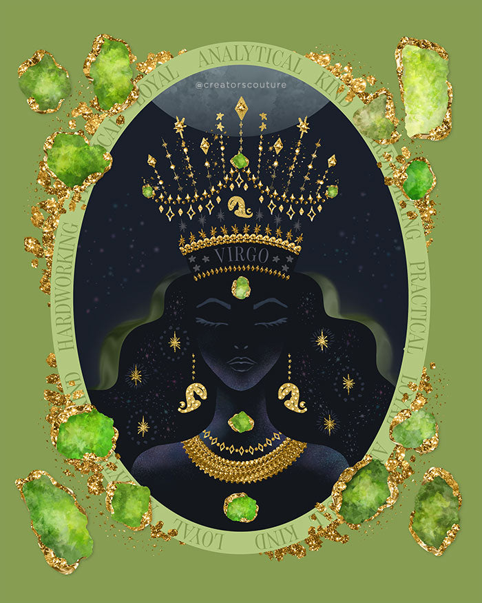 Zodiac Queen | Luxe Birthstone Printable Art | Digital Download