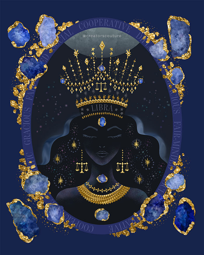 Zodiac Queen | Luxe Birthstone Printable Art | Digital Download