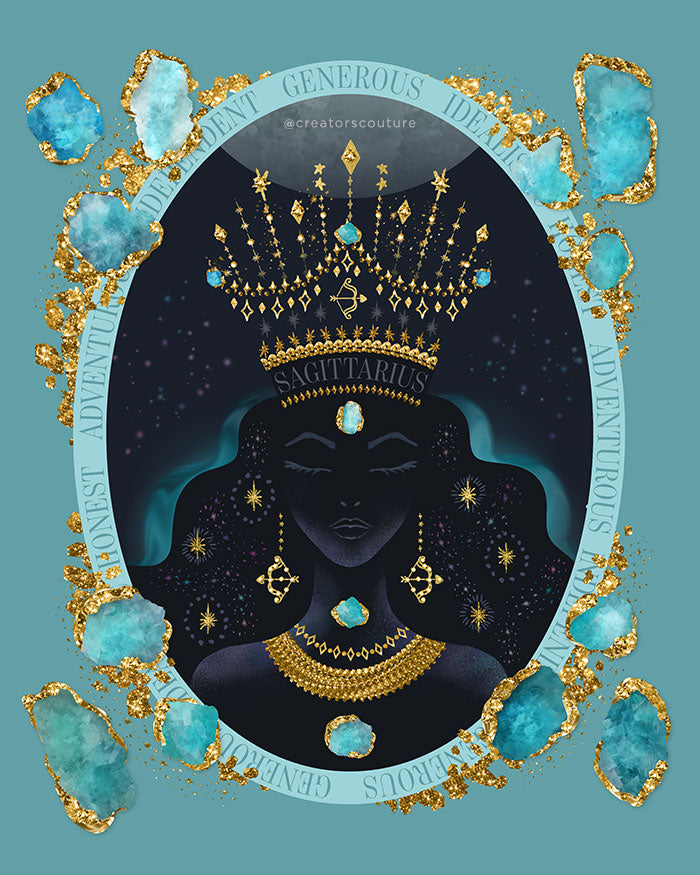 Zodiac Queen | Luxe Birthstone Printable Art | Digital Download