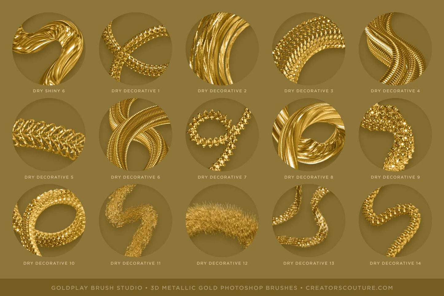 3d metallic gold photoshop brush effects chart 1