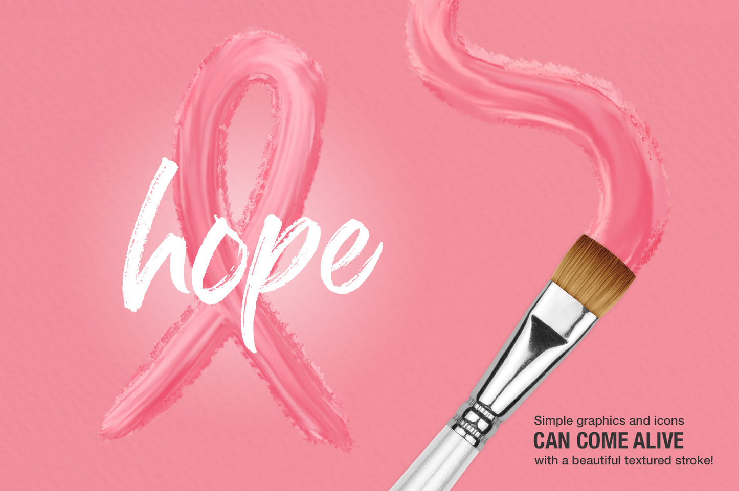 Wet Paint Photoshop Color-Blending Mixer Brushes, painted pink breast cancer ribbon