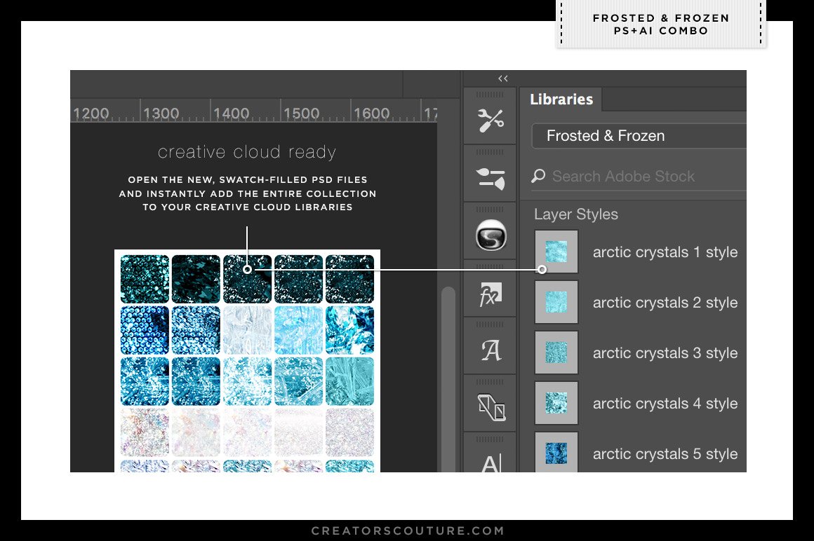 Frozen-inspired Icy, Wintery Textures & Styles | Photoshop & Illustrator, load into photoshop libraries