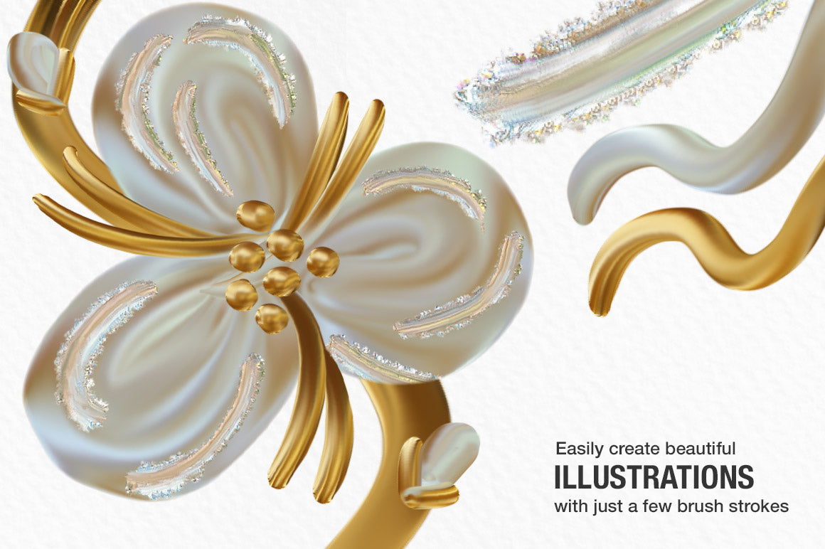 Wet Paint Photoshop Color-Blending Mixer Brushes, demo with pearlescent flower illustration