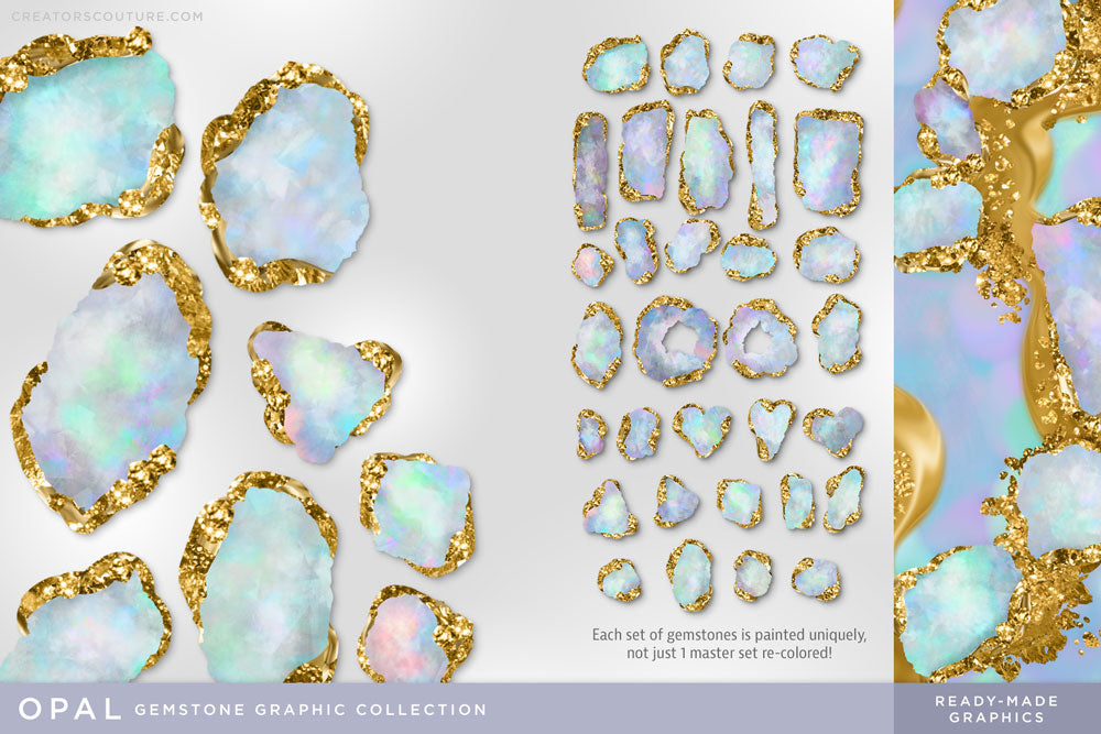 Luxe Illustrated Gemstones: Jewel, Crystal, Birthstone, & Gem Artwork