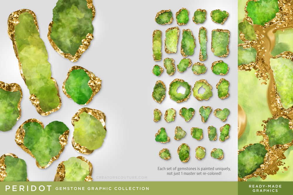 Luxe Illustrated Gemstones: Jewel, Crystal, Birthstone, & Gem Artwork