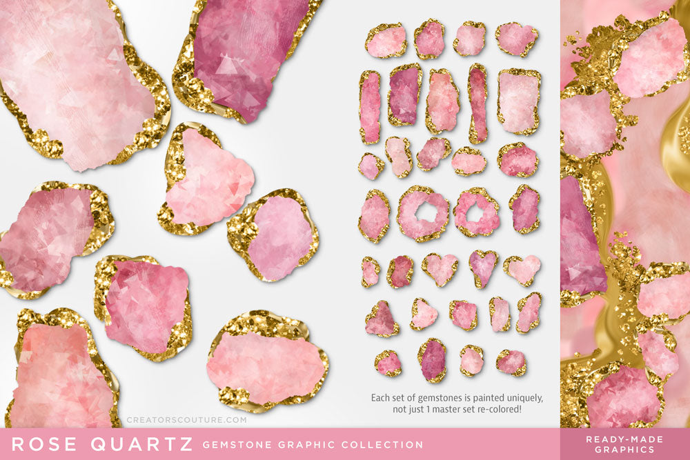 Luxe Illustrated Gemstones: Jewel, Crystal, Birthstone, & Gem Artwork