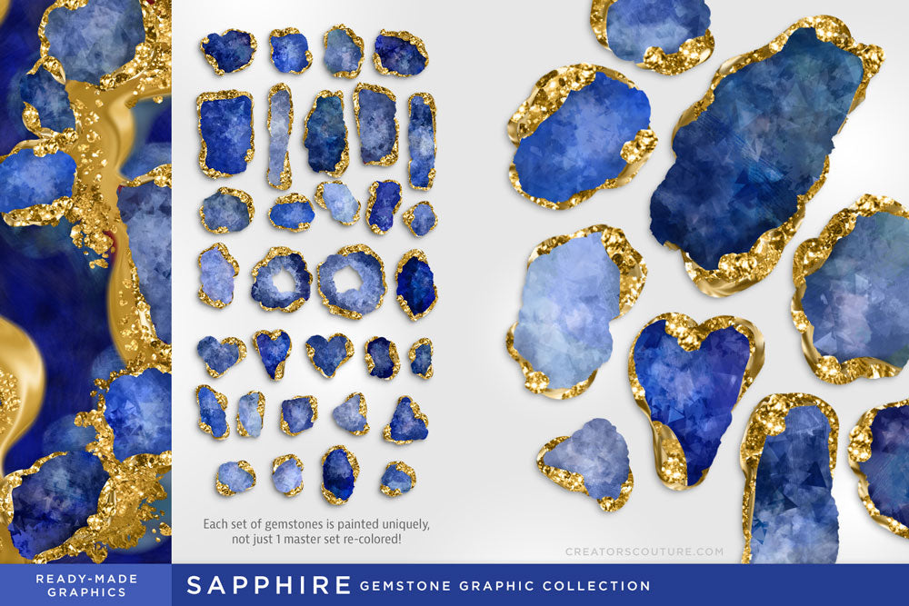 Luxe Illustrated Gemstones: Jewel, Crystal, Birthstone, & Gem Artwork