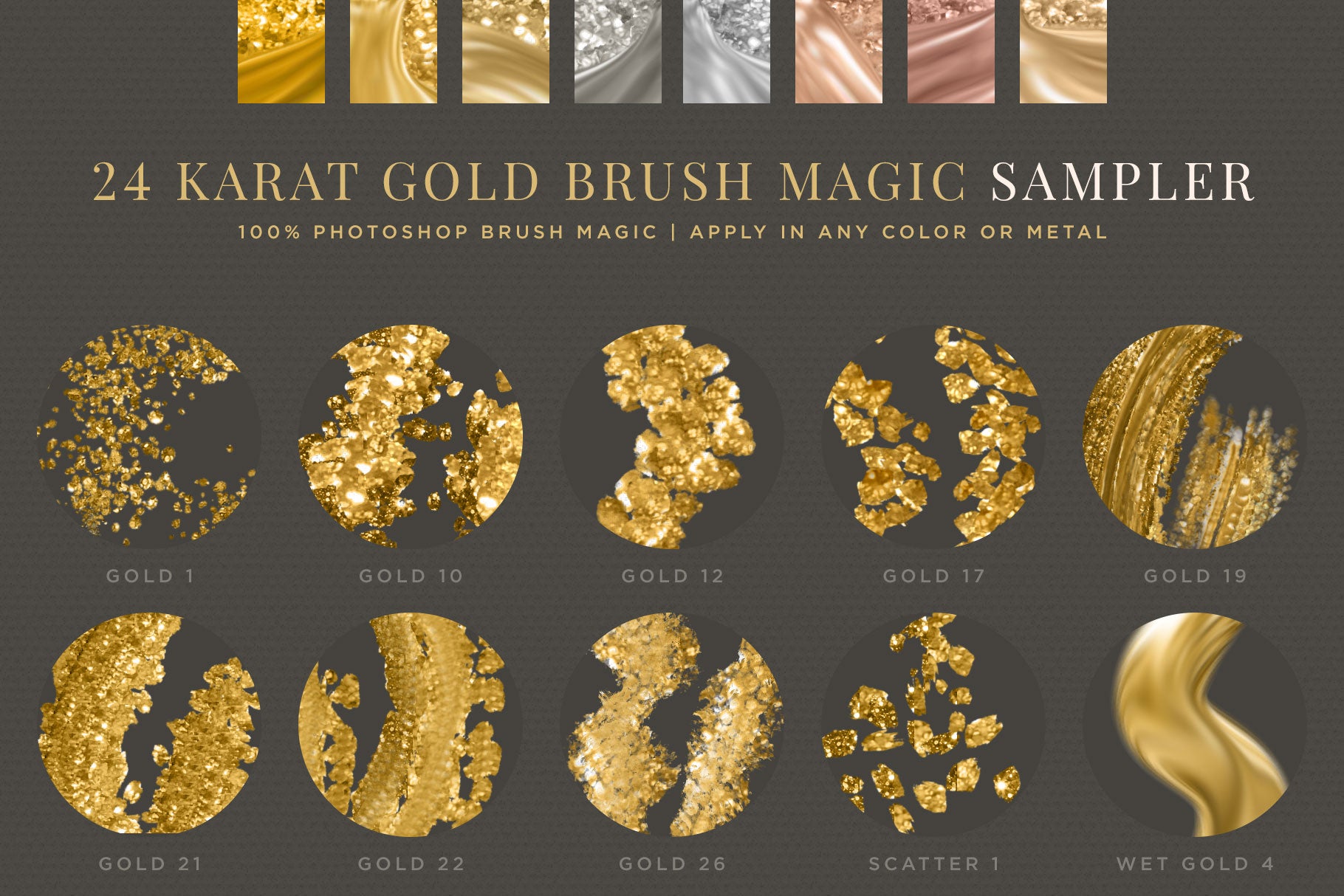 24K Gold Photoshop Brush Magic: SAMPLER Pack preview