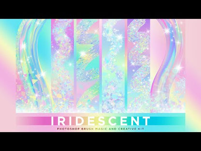 tutorial for how to create iridescent and holographic effects in Photoshop, how to load and use iridescent Photoshop brushes and create easy iridescent designs and illustrations