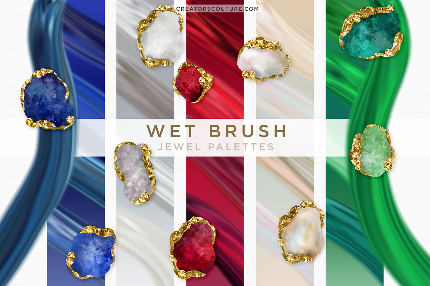 Gem, Crystal, & Birthstone Photoshop Brush Studio & Color Palettes