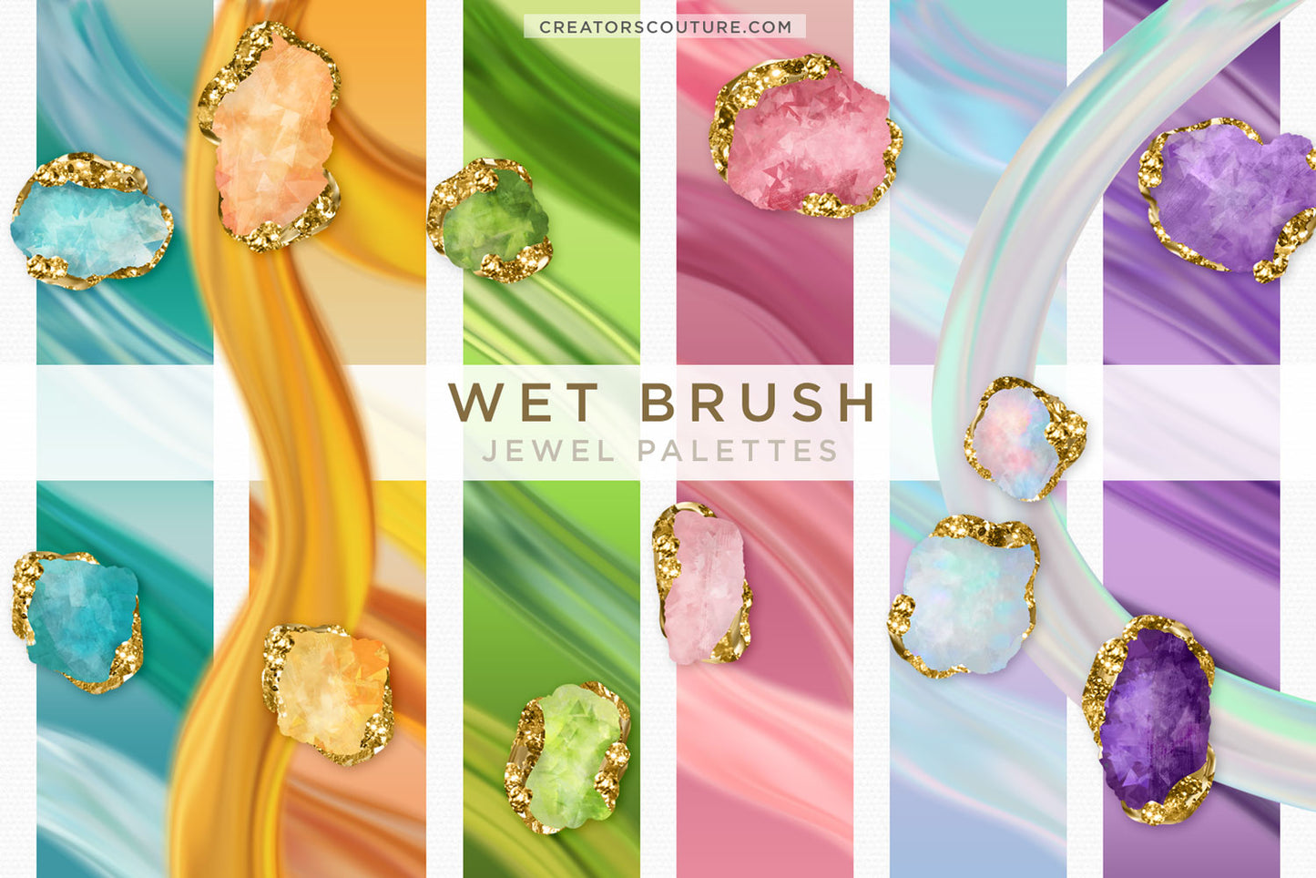 Gem, Crystal, & Birthstone Photoshop Brush Studio & Color Palettes