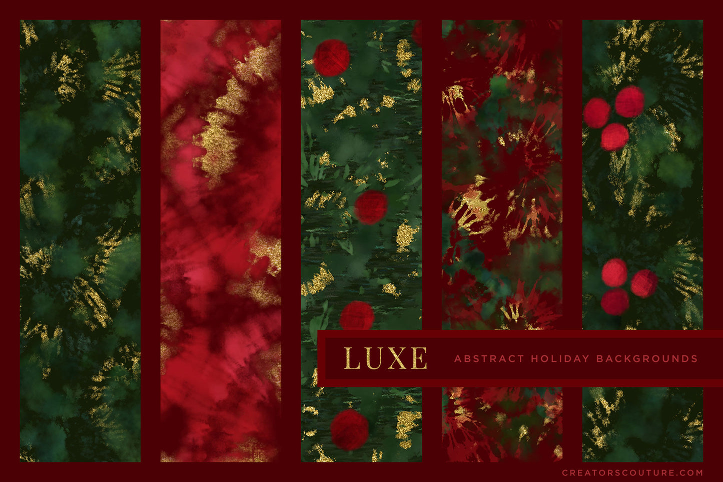Luxe Christmas: Abstract Holiday Painted Backgrounds, previews 4