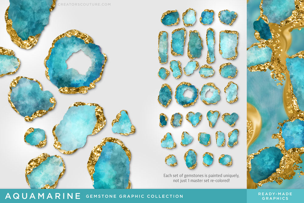 Luxe Illustrated Gemstones: Jewel, Crystal, Birthstone, & Gem Artwork