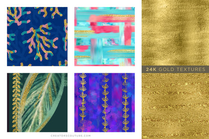 Smooth Gold Foil & Liquid Gold Textures for graphic design, digital art, & illustration, various applications on pattern designs and illustrations, close up of painted gold textures