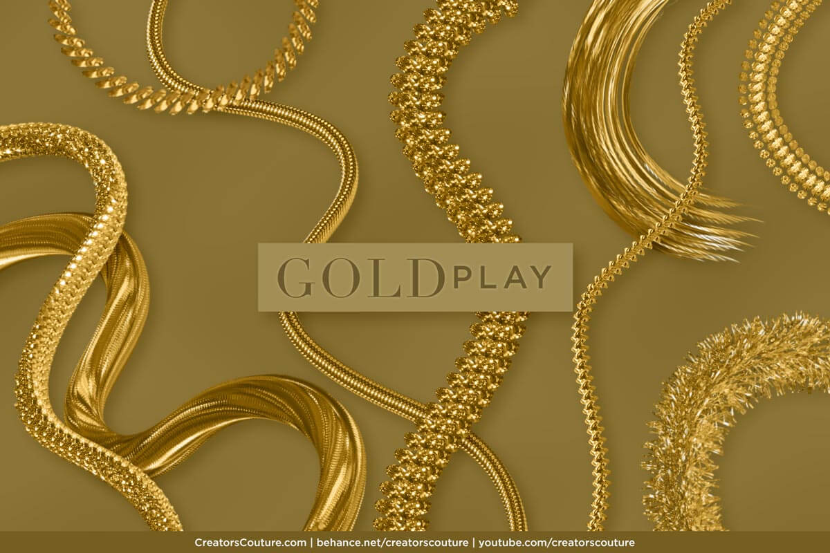 metallic 3d shiny and textured gold brush effects