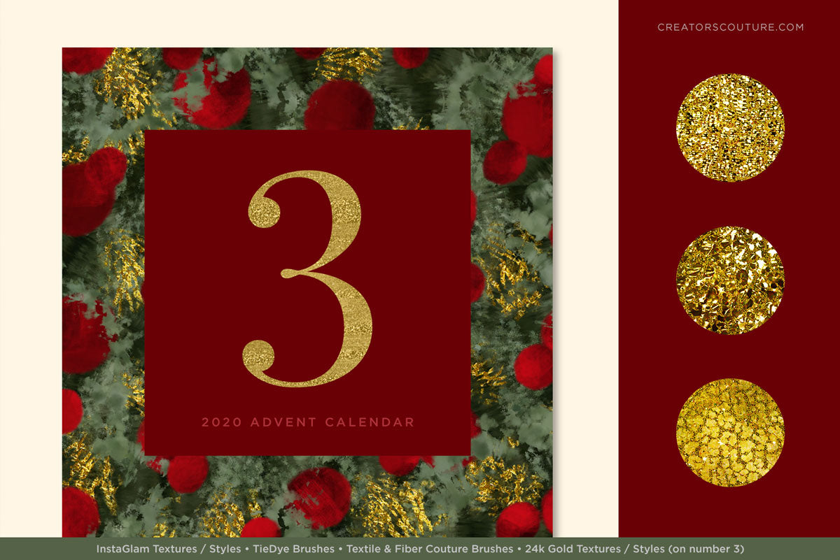 gold foil and metallic gold textures for graphic design and illustration, application with Christmas card with metallic gold accents