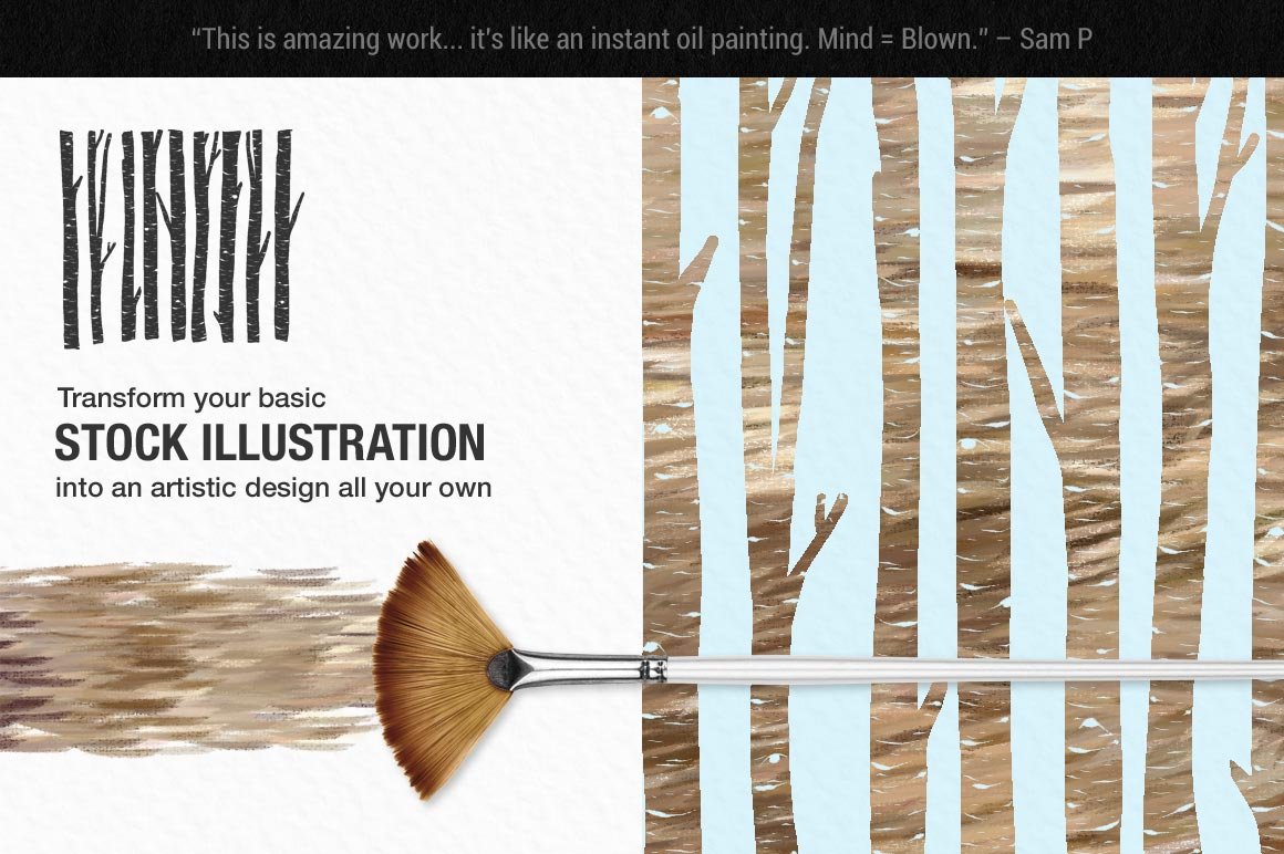 Impressionist Color Blending Photoshop Brushes, transform stock illustrations, trees demo