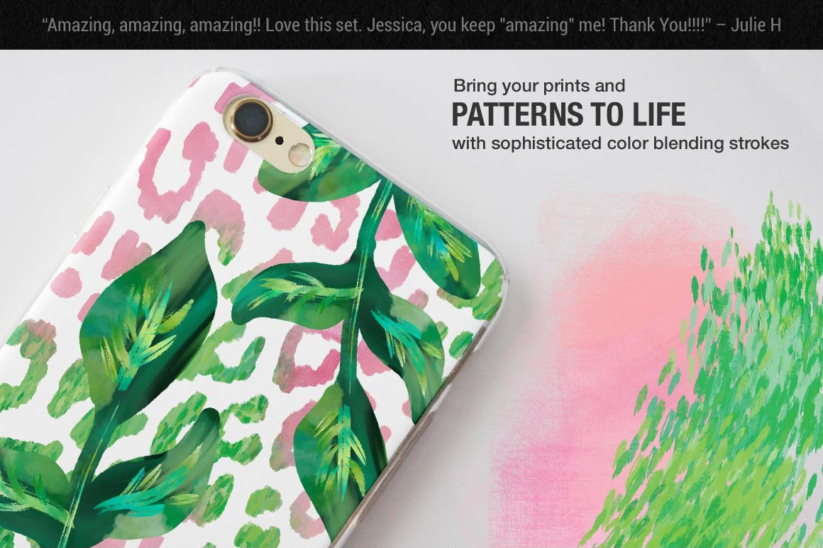 Impressionist Color Blending Photoshop Brushes for pattern design