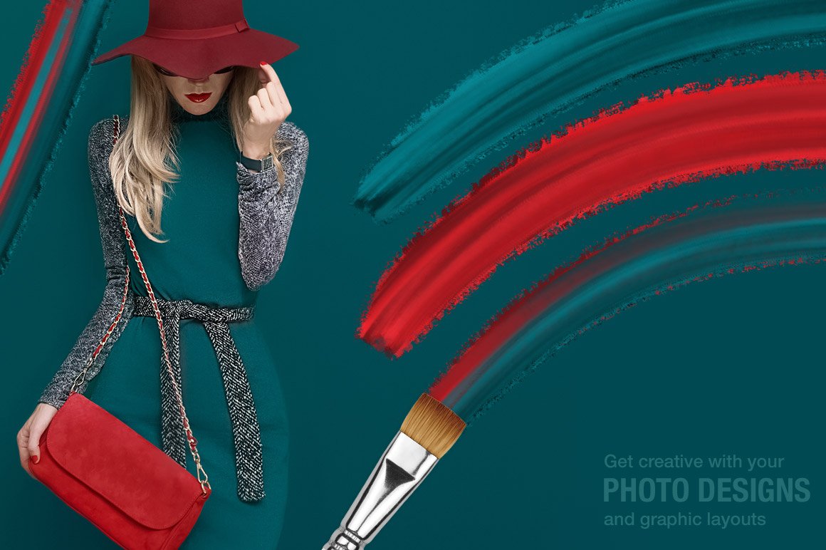 Wet Paint Photoshop Color-Blending Mixer Brushes, match brush strokes to photography. photo of a woman in bold colored clothing