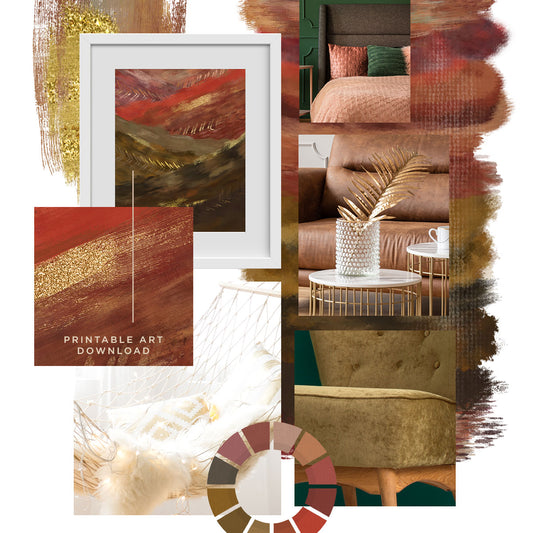 Earthy Mood Board Inspired by 2019 Runway Colors + Template Download