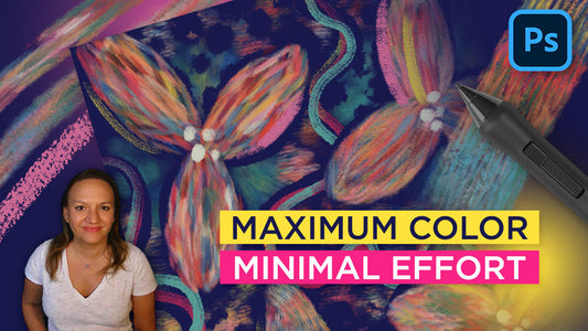Digital painting of multicolor flowers created with Fantastic Fiber Brushes in Photoshop