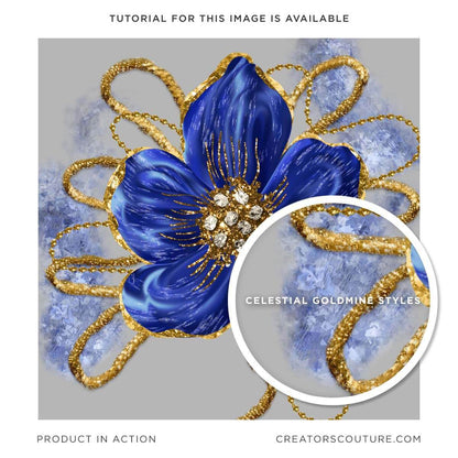 Gold & Unpolished Crystal, Gemstone & Jewel Digital Textures, sapphire artwork illustration, flower