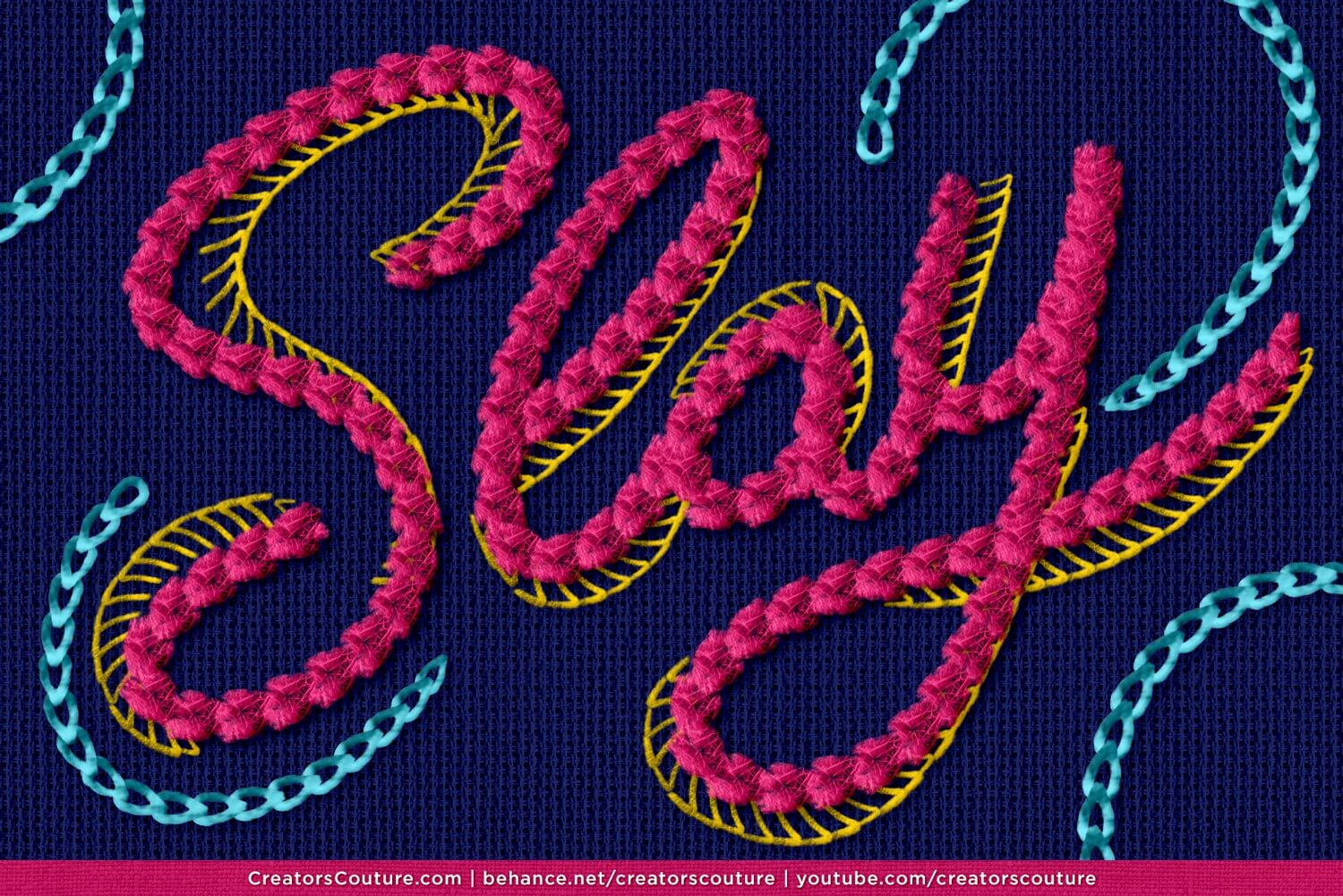 embroidered letter effect created in Photoshop