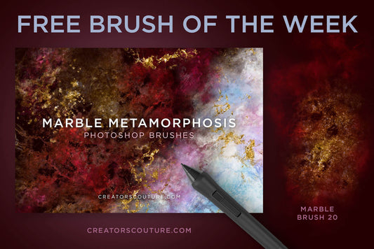 preview image of free multicolor marble photoshop brush with gold effect layer styles bonus