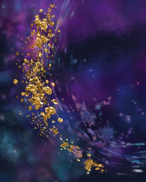 preview of multicolor brushes for galaxy and celestical designs, asteroid inspired illustration
