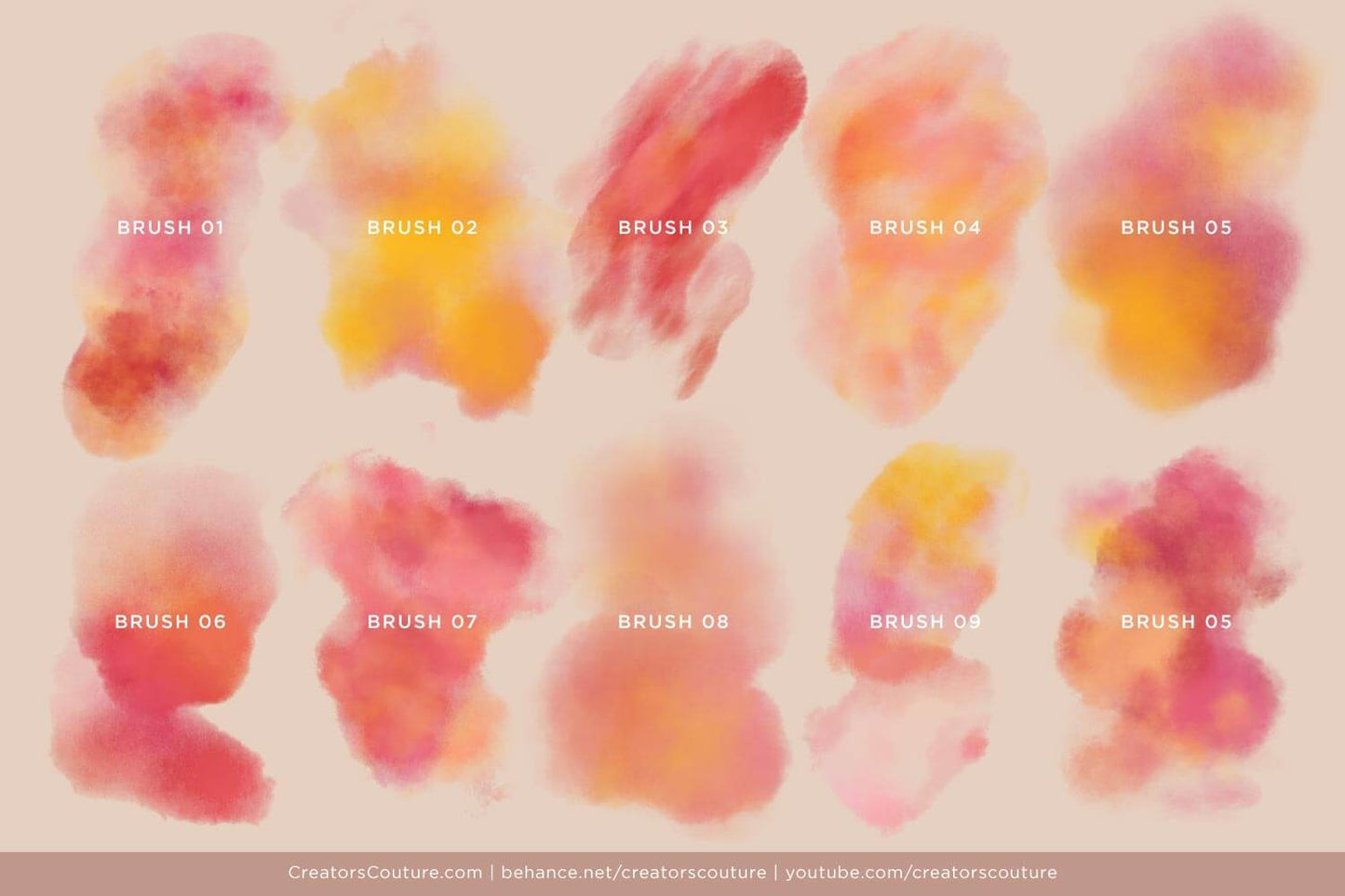 loose watercolor realistic digital brushes for photoshop chart 1