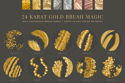 24K Gold Photoshop Brush Magic: Liquid Metallic Gold Brush Strokes