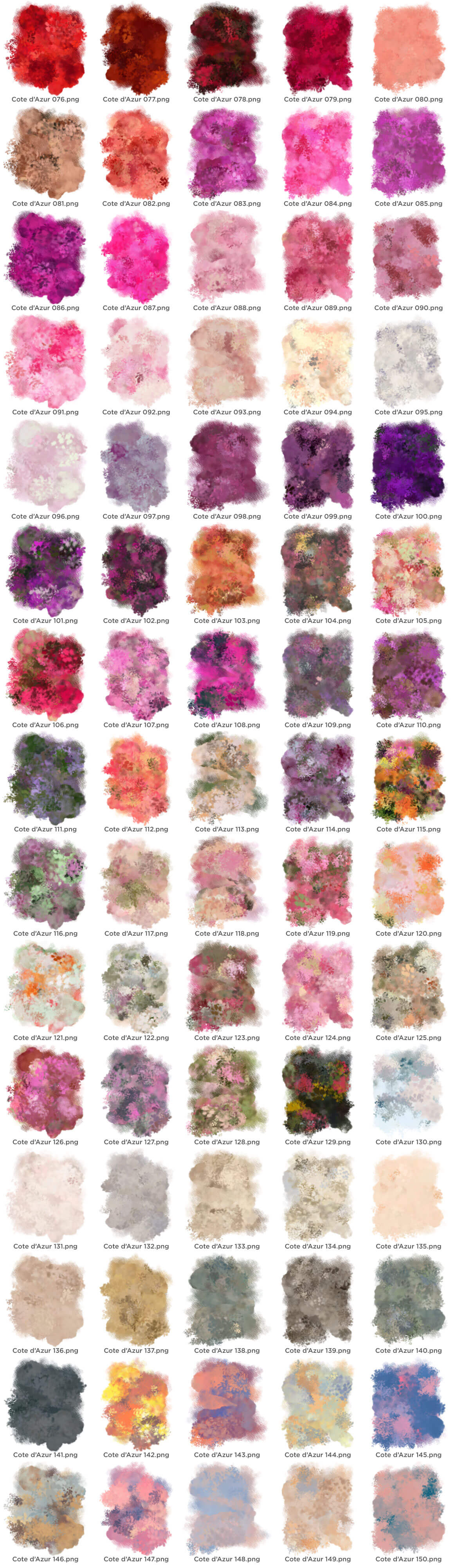 Impressionist Multicolor Brush Palettes: Colors of the Côte d'Azur