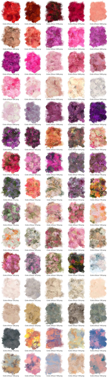 Impressionist Multicolor Brush Palettes: Colors of the Côte d'Azur