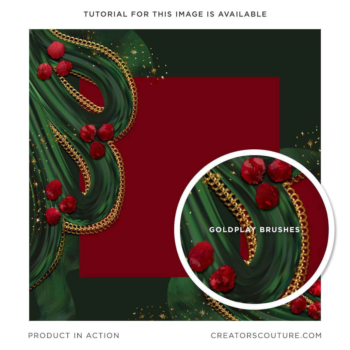 holiday red and green illustrated frame, with 3d metallic gold accents made with Photoshop brushes