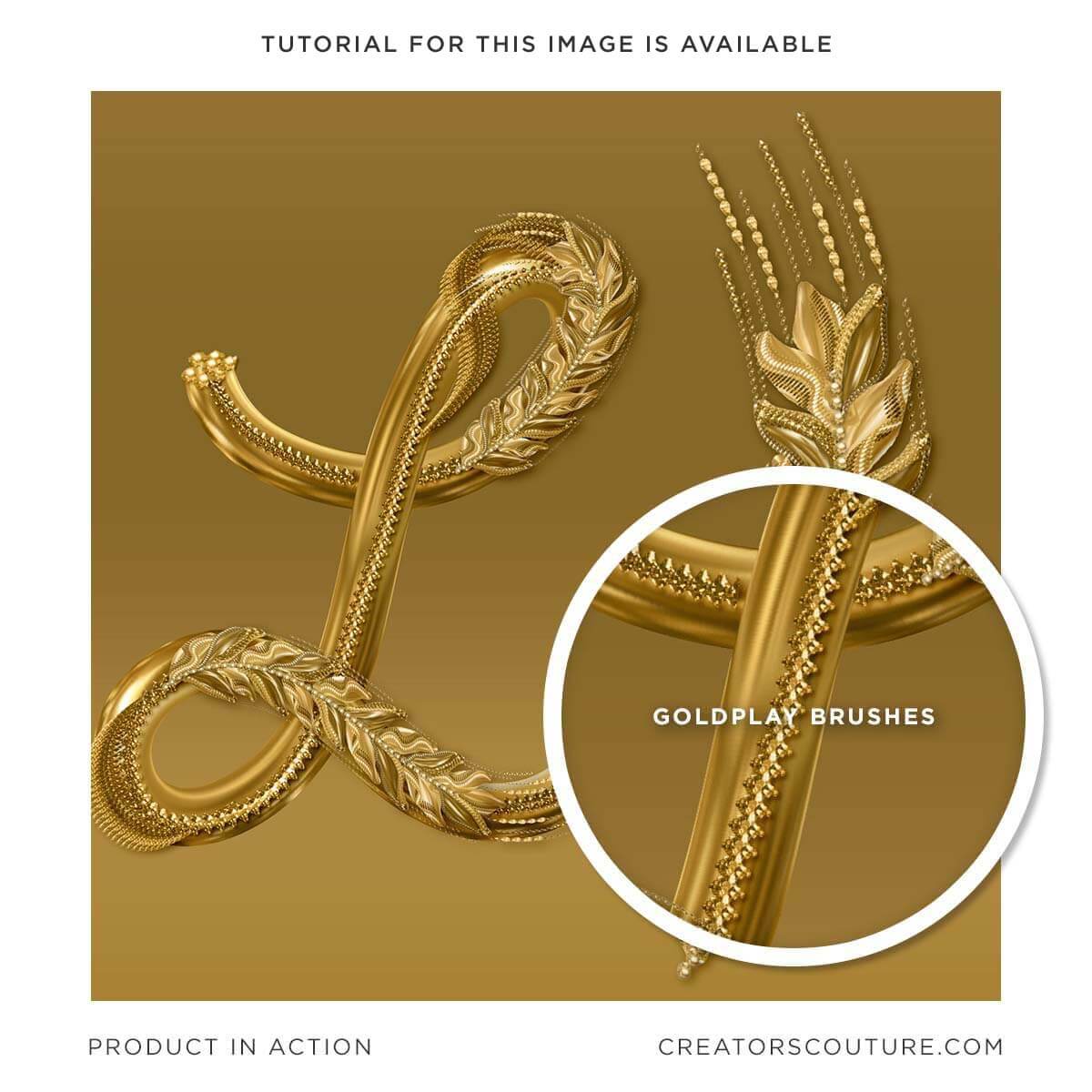 illustrated Wheat theme monogram made with metallic gold 3d photoshop brushes