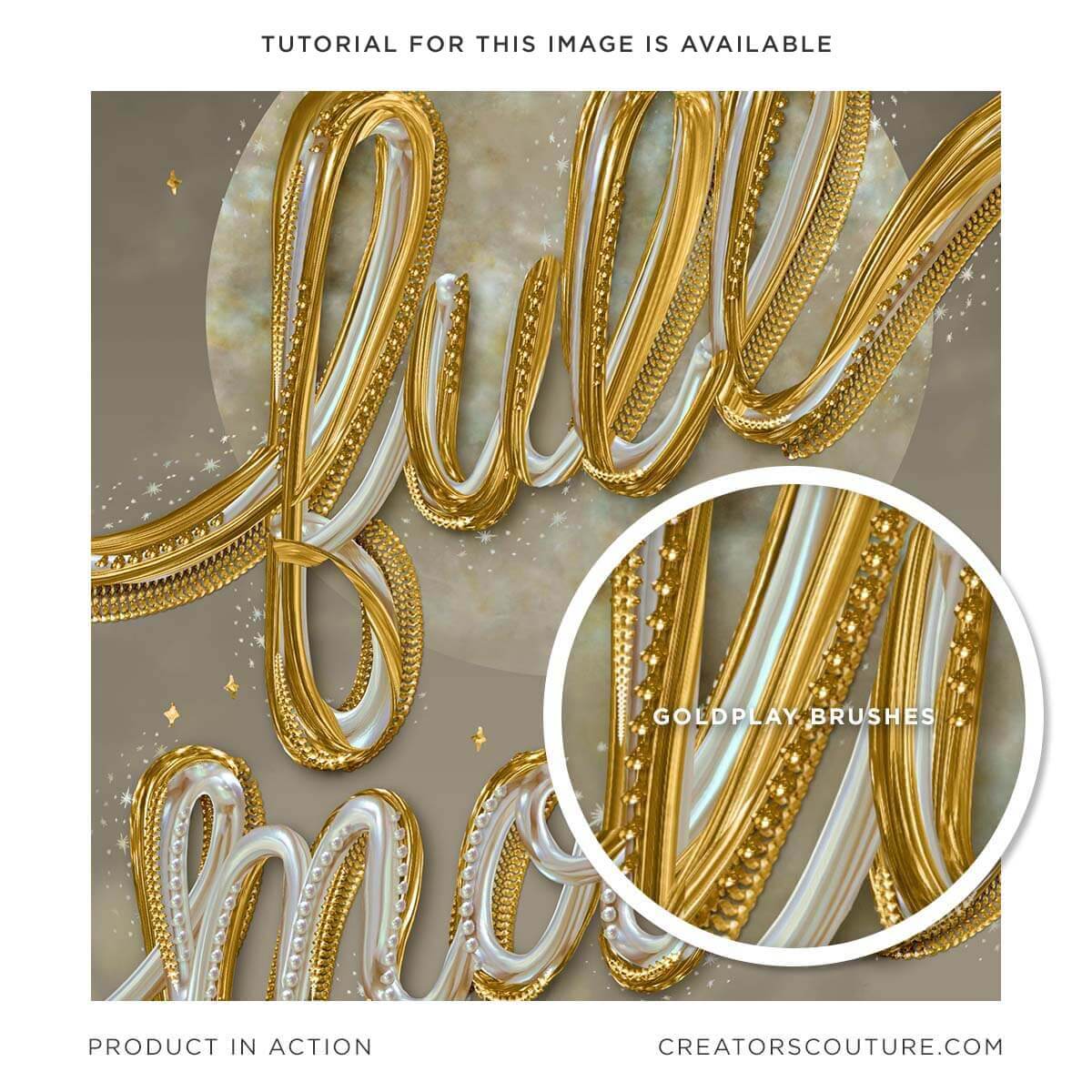 pearl and metallic gold 3d lettering, photoshop brushes for a 3d gold paint effect , liquid gold typography