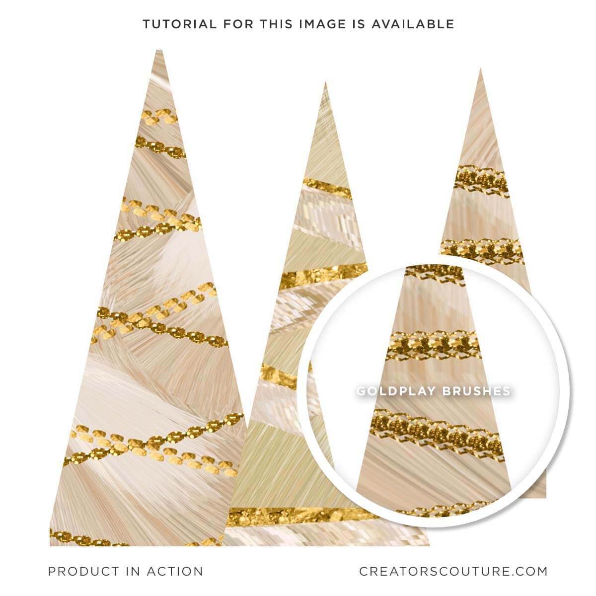 neutral abstract holiday tree illustrations with 3d gold accents made with photoshop brushes
